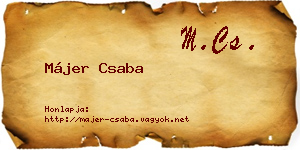 Májer Csaba névjegykártya